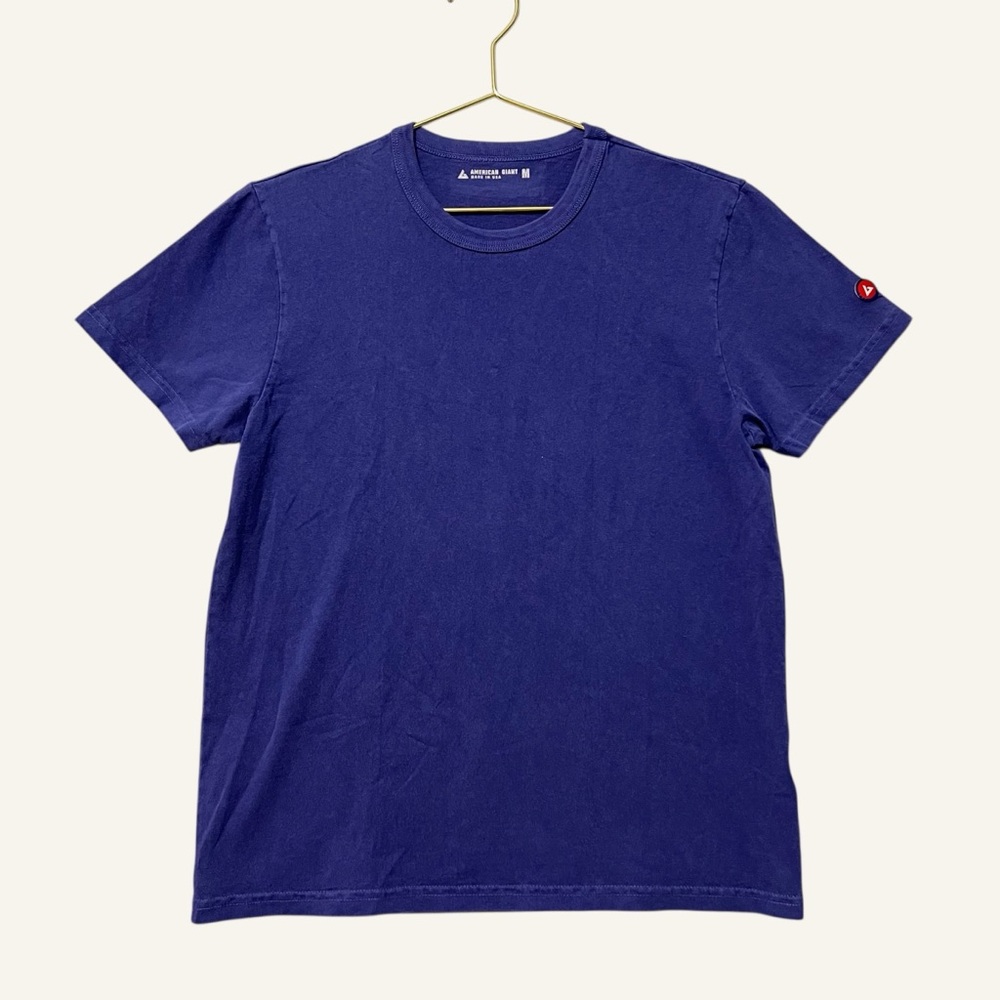 American Giant Womens Cotton Crew Neck Short Sleeve Tee Shirt Size Medium Blue